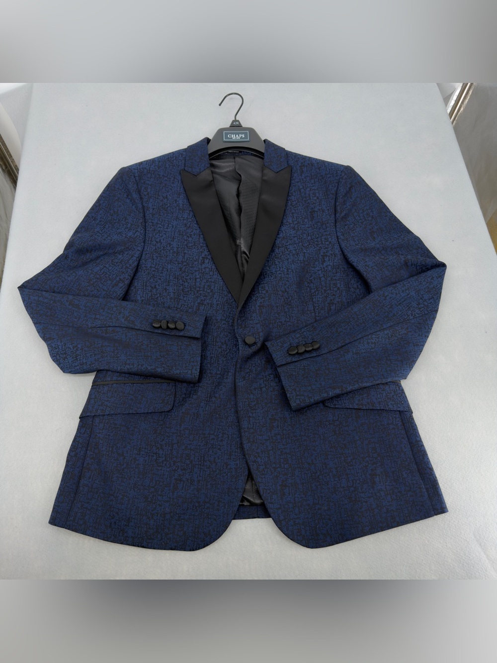 JF. Ferrar Blue & Black Patterned Slim Fit Suit Jacket 42R